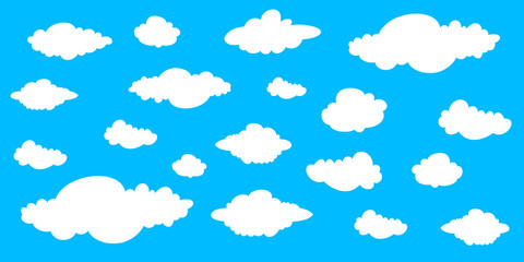 Seamless Cartoon clouds background. Vector blue sky