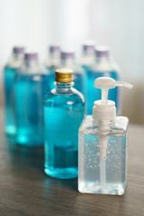 Sanitizer gel and ethyl alcohol for corona virus or Covid-19 protection.