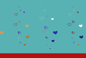 Light Multicolor vector texture with lovely hearts.