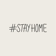 Stay home lettering typography poster with text for self quarine times. Hand letter script motivation sign catch word art design. Vintage style illustration for social media