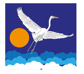  stork, vector illustration, full color