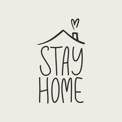 Stay home stay safe. Vector handwritten. Modern calligraphy for posters, social media content and cards. Black saying isolated on white background