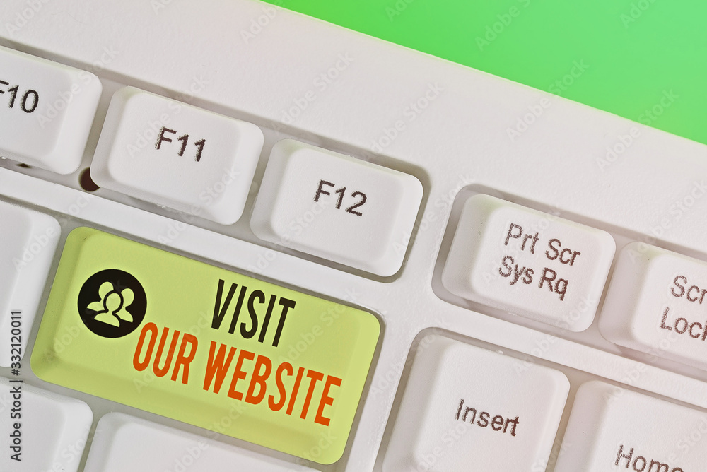 Poster conceptual hand writing showing visit our website. concept meaning visitor who arrives at web site a