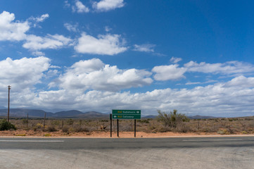 Direction sign on R62 highway in South Africa