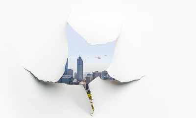 Effect of torn paper hole