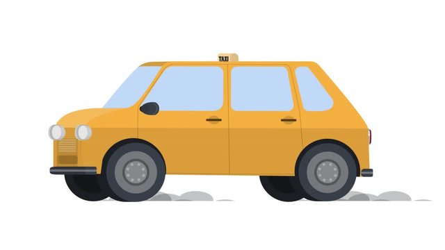 Taxi car. Vehicle, animation with the alpha channel enabled. Cartoon