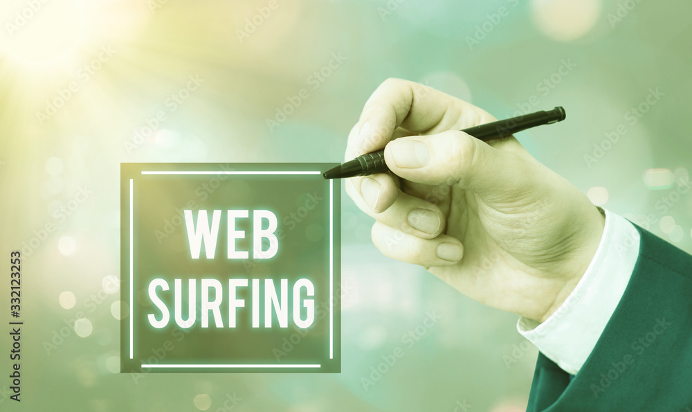 Poster conceptual hand writing showing web surfing. concept meaning jumping or browsing from page to page o