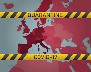 Europe is quarantined, closed for quarantine, coronavirus spread map COVID-19 Global info vector