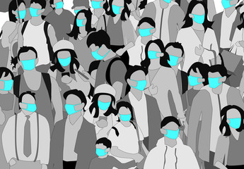 people wearing face mask illustration