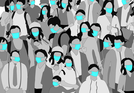 People Wearing Face Mask Illustration