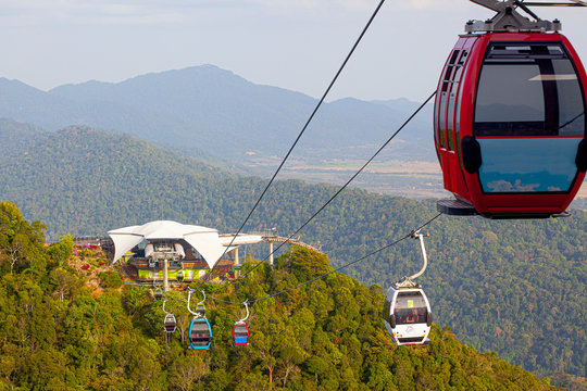 Cable car  in mountains on Langkawi island, Malaysia