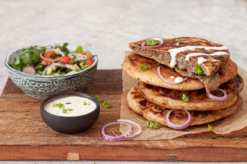 Arayes- pita bread  filled with a mixture of minced meat with different spices