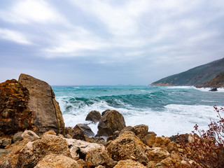 Rough sea on the coast of Baunei, Sardinia, Italy