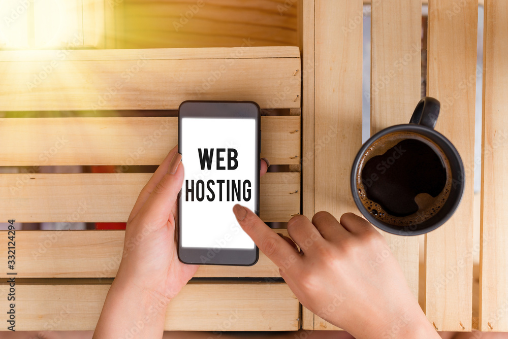 Poster handwriting text web hosting. conceptual photo business of providing storage space and access for we