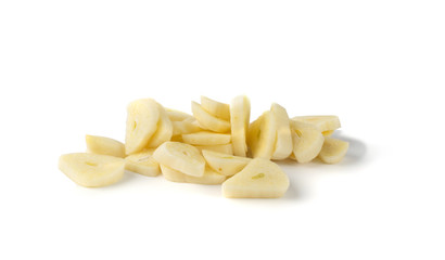 Fresh Garlic Parts Isolated on White Background