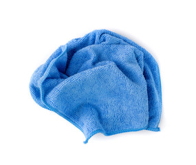 Blue Microfiber Cleaning Cloth Isolated on White Background