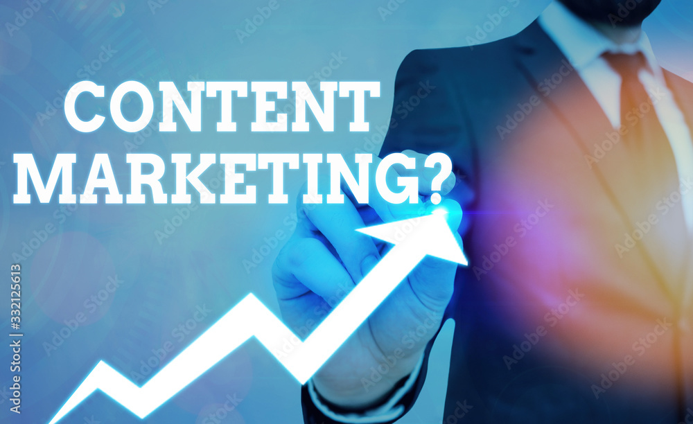 Aufkleber writing note showing content marketing question. business concept for involves creation and sharing 