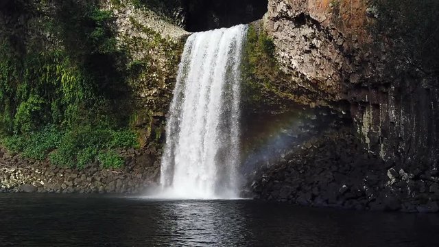 Amazing tropical waterfall slow motion of Reunion island
