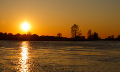 River maas in late sunset