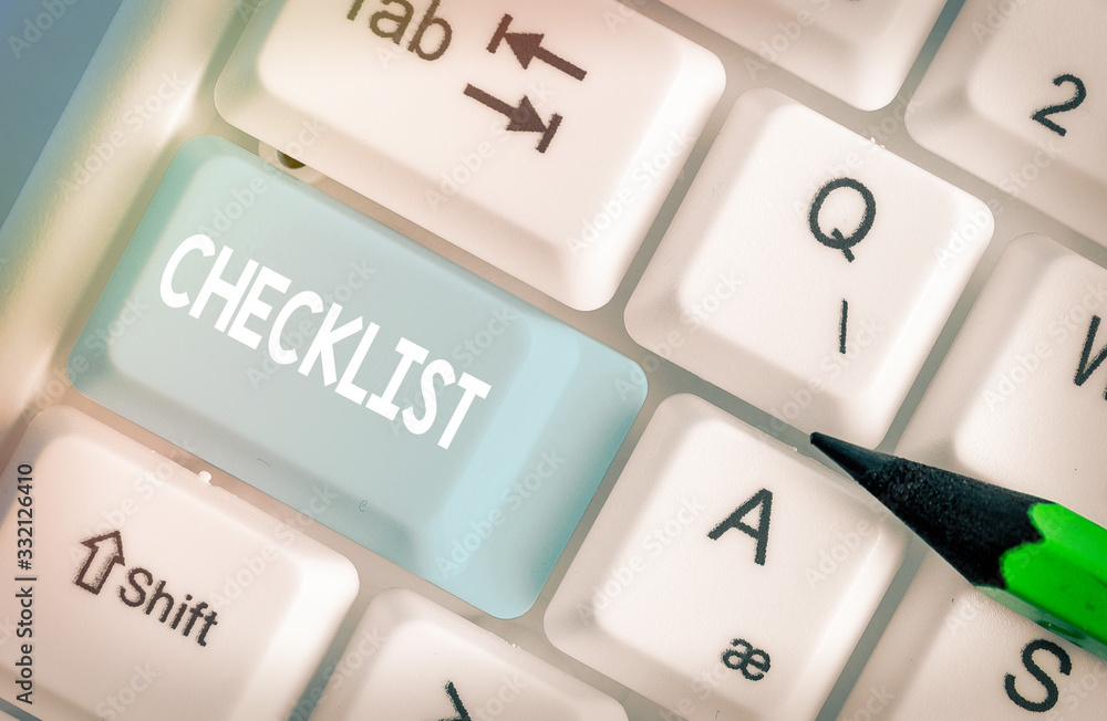 Aufkleber text sign showing checklist. business photo text list items required things be done or points consid