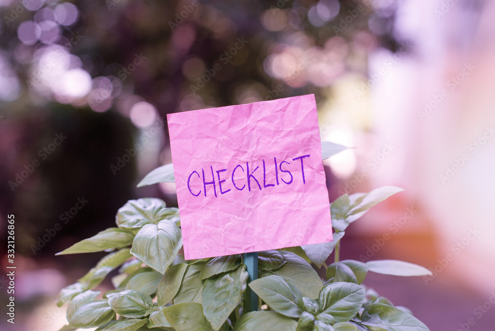 Aufkleber conceptual hand writing showing checklist. concept meaning list items required things be done or poi