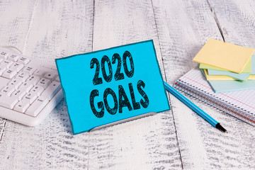 Word writing text 2020 Goals. Business photo showcasing something that you are trying to do or...