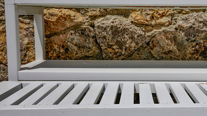 white wooden shelf of free space for your decoration and summer sunny day. 