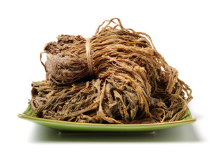 plum dried vegetables on white background