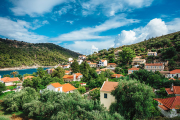 Fototapeta premium Beautiful cute Assos town village, Kefalonia island, Greece