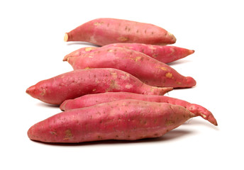 sweet potatoes on the white background
