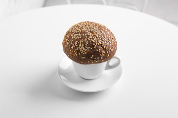 breakfast food morning coffee bun sesame healthy food