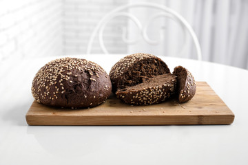 bakery flour dough black bread with sesame