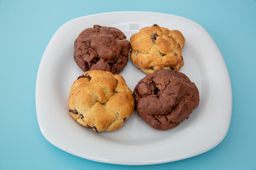 Chocolate cookies on wooden table
