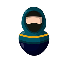 Arab woman in hijab. Avatar of Muslim girl covered with scarf for social network profile without face. Eastern islam culture and clothing. Flat icon illustration for app