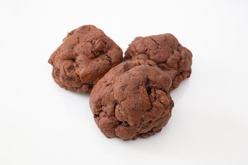 Chocolate cookies on wooden table