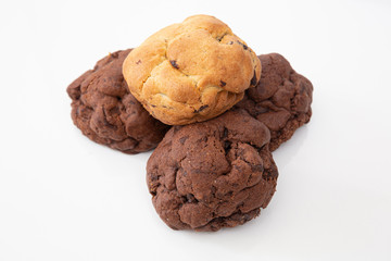 Chocolate cookies on wooden table