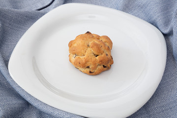 Chocolate cookies on wooden table