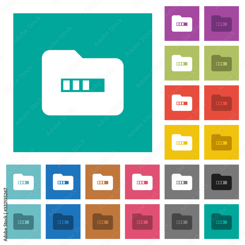 Poster processing folder square flat multi colored icons