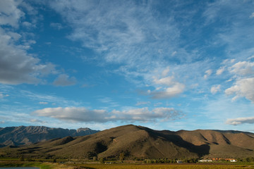 landscape with mountains and blue sky