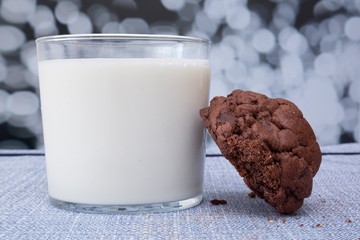 Chocolate cookies on wooden table