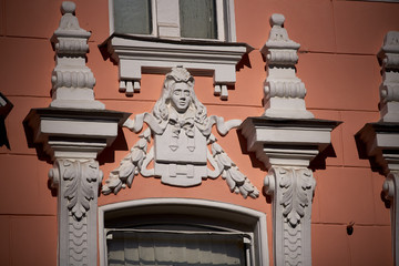 The bas-relief of an old house in Astrakhan, Russia