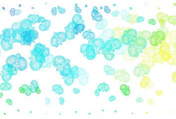 Light Blue, Green vector abstract pattern with flowers.