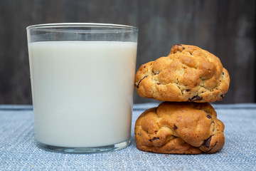 Chocolate cookies on wooden table