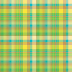 Seamless pattern in exquisite gradient green, blue, yellow and brown colors for plaid, fabric, textile, clothes, tablecloth and other things. Vector image.