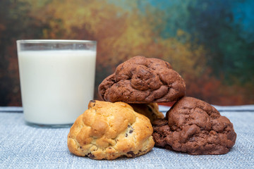 Chocolate cookies on wooden table