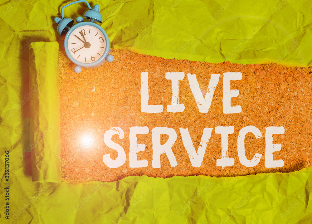 Poster word writing text live service. business photo showcasing extending or providing help to others in v