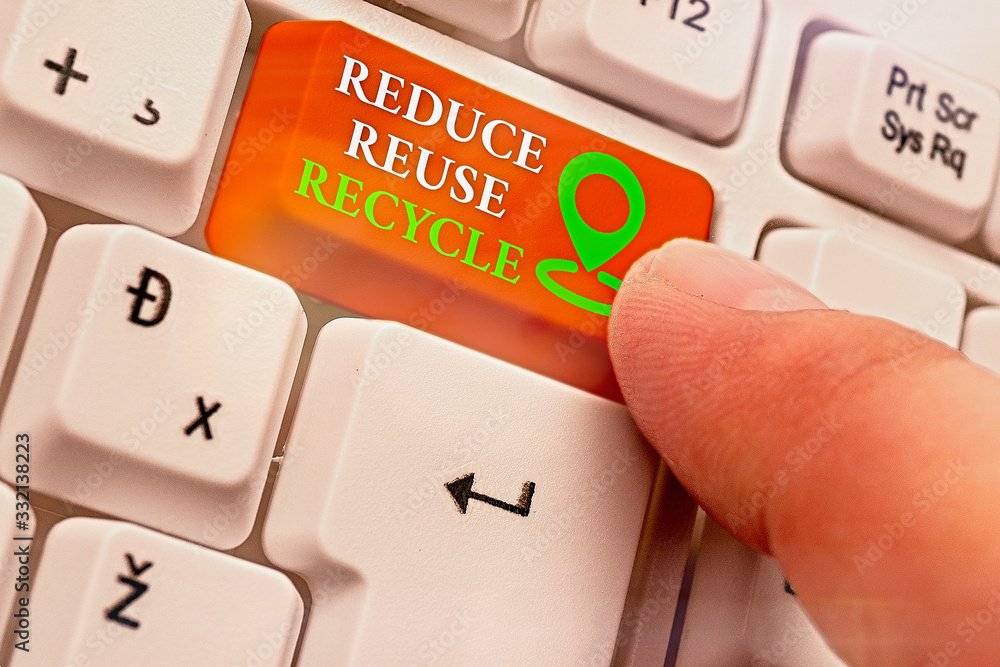 Poster text sign showing reduce reuse recycle. business photo text environmentallyresponsible consumer beha