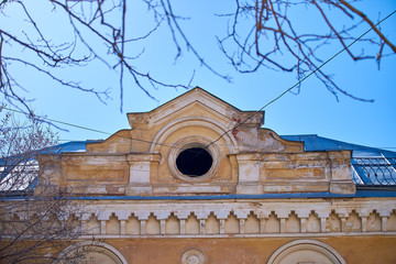 Dormer of ancient buildings in Astrakhan, Russia