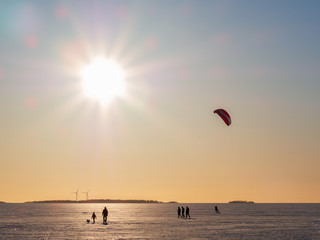 people on the frozen sea, Oulu,Finland