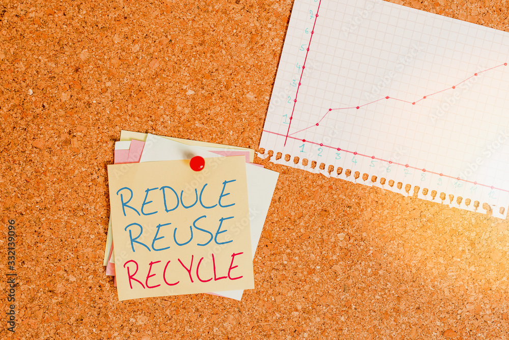 Poster conceptual hand writing showing reduce reuse recycle. concept meaning environmentallyresponsible con